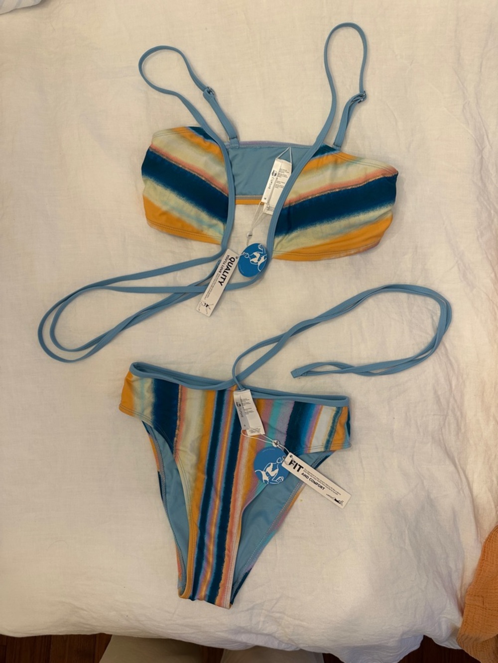 NWT Cupshe Striped Bikini Set Size M Top S Bottom
